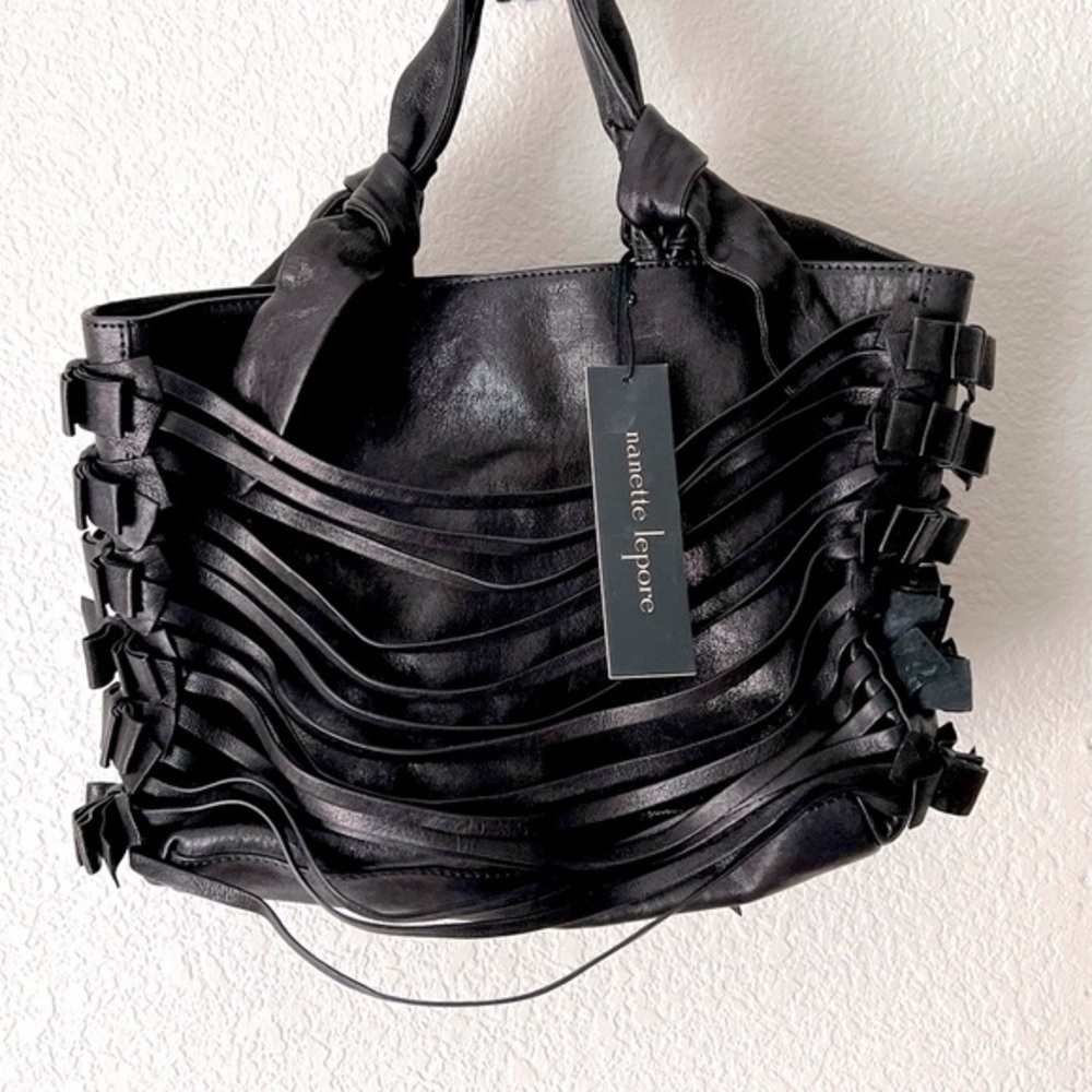 NWT Nanette Lepore black leather Strappy Bag, 2012 collection